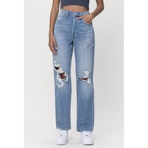 NEW CELLO super high rise distressed jean in denim